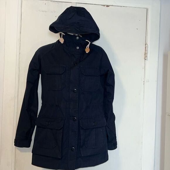 TRAILWEAR BY PENFIELD HUDSON WAX CLOTH Navy Blue Rain Jacket Parka-S - Picture 1 of 14